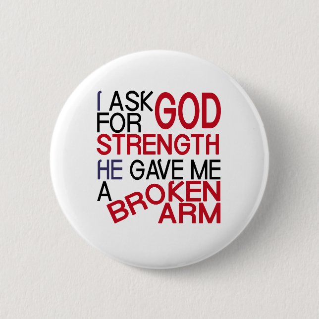 Broken arm form god 6 cm round badge (Front)