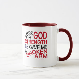 Broken arm form god mug
