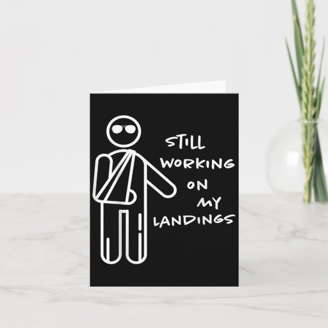 Broken Arm Kids Get Well Working On Landings Funny Card (Front)