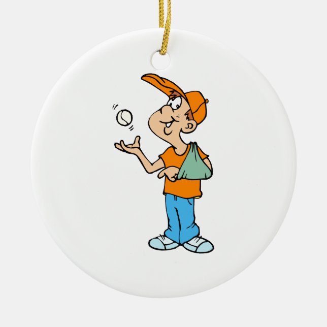 Broken Arm Player Ceramic Tree Decoration (Front)