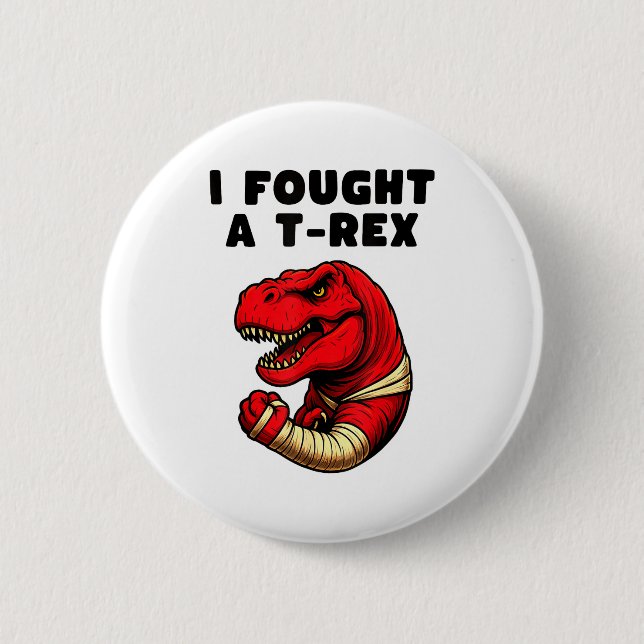 Broken Arm Recovery T-rex Kids Boys Dinosaur  6 Cm Round Badge (Front)
