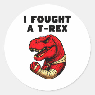 Broken Arm Recovery T-rex Kids Boys Dinosaur  Classic Round Sticker