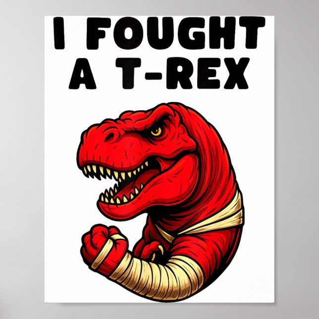Broken Arm Recovery T-rex Kids Boys Dinosaur  Poster (Front)