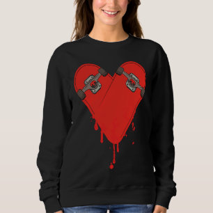 Broken Bleeding Skateboard Heart Sweatshirt