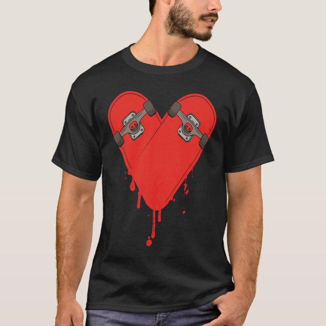 Broken Bleeding Skateboard Heart T-Shirt (Front)