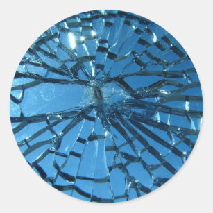 Broken Blue Glass Classic Round Sticker