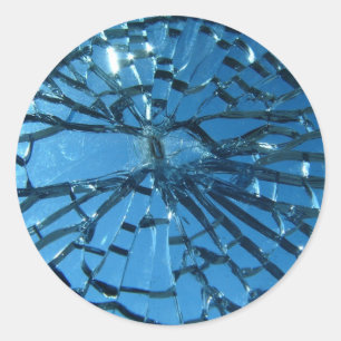 Broken Blue Glass Classic Round Sticker
