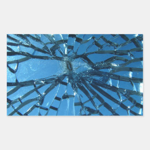Broken Blue Glass Rectangular Sticker