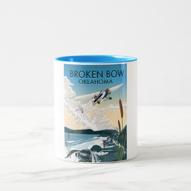 Broken Bow Oklahoma Two-Tone Coffee Mug (Center)