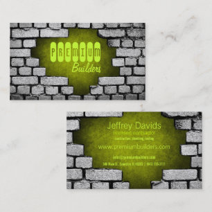 broken brick wall construction business card
