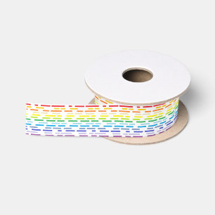 Broken Broader Spectrum Rainbow and White Stripes Satin Ribbon