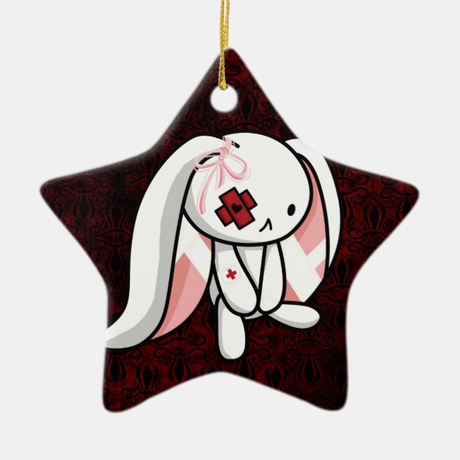 Broken Bunny Ceramic Tree Decoration (Front)