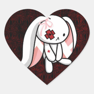 Broken Bunny Heart Sticker