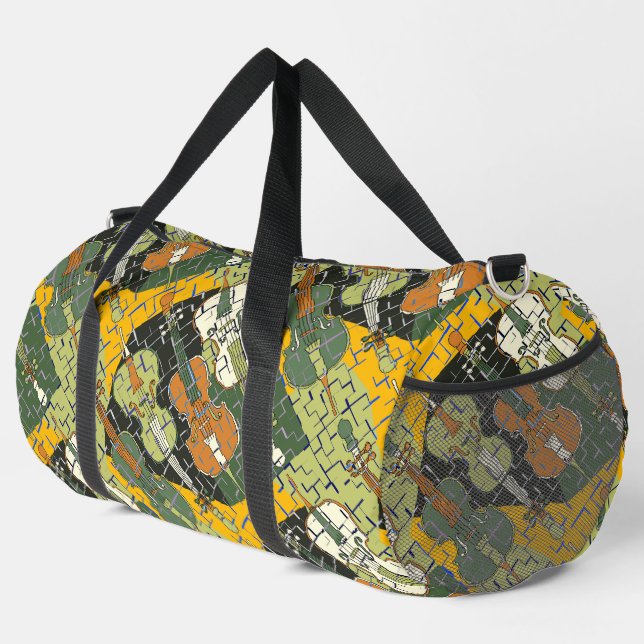 Broken Cello Pattern  Duffle Bag (Right Corner)