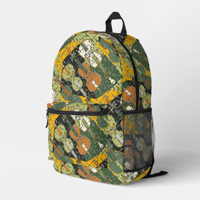 Broken Cello Pattern  Printed Backpack (Back Corner Right)