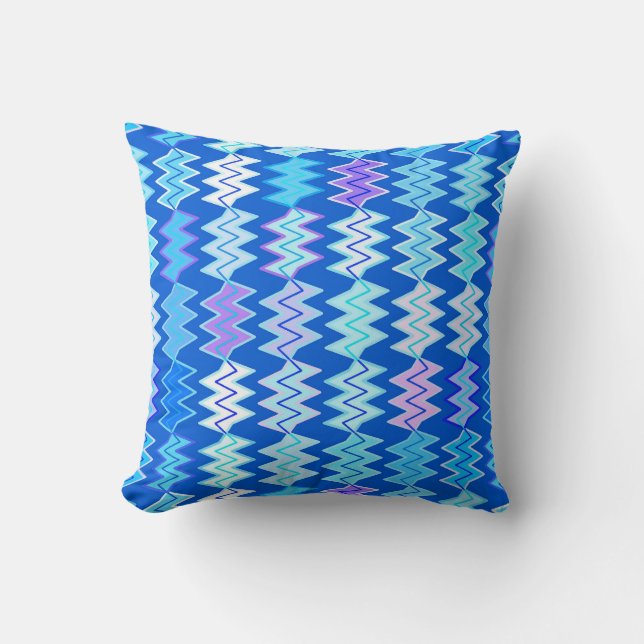 Broken Chevron - shades of blue, violet and aqua Cushion (Front)