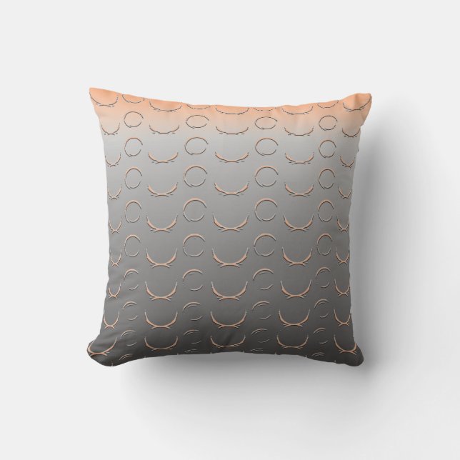 Broken Circle Art Deco Grey Peach Cushion (Front)