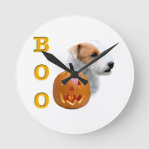 Broken coat Parson Russell Terrier Halloween BOO Round Clock