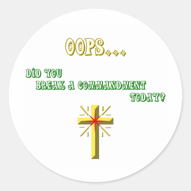 Broken Commandment Christian Classic Round Sticker (Front)