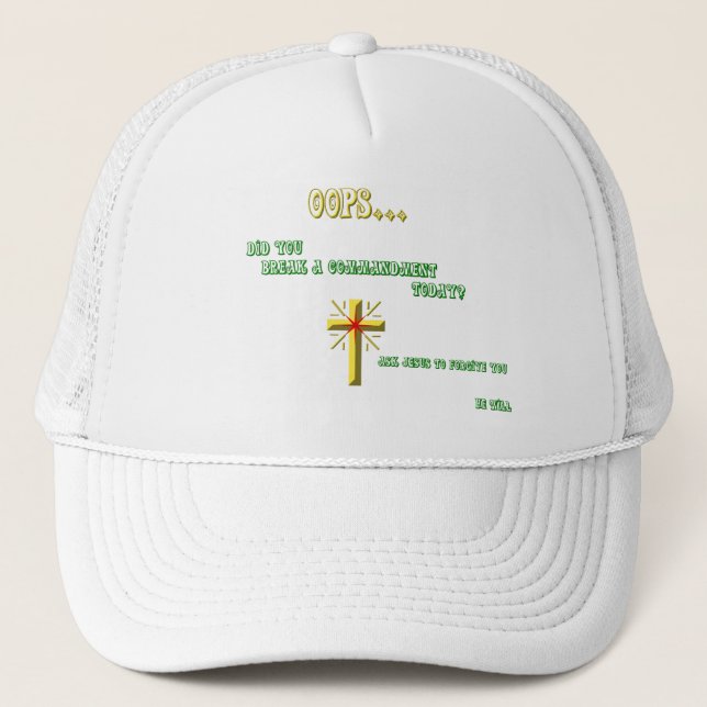 Broken Commandment Christian Trucker Hat (Front)