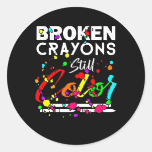 Broken Crayons Still Colour Cute Mental Health Awa Classic Round Sticker