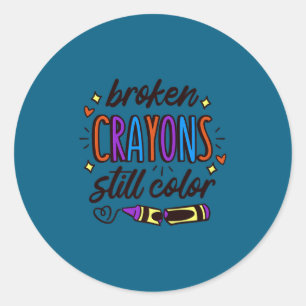 Broken Crayons Still Colour Mental Health Awarenes Classic Round Sticker