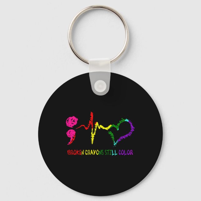 Broken Crayons Still Colour Mental Health Awarenes Key Ring (Front)