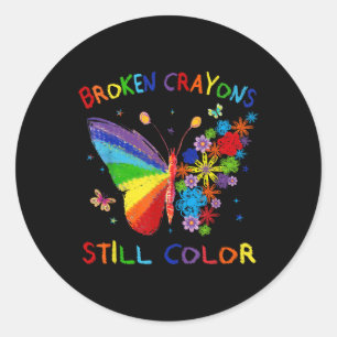 Broken Crayons Still Colour Mental Health S Awaren Classic Round Sticker