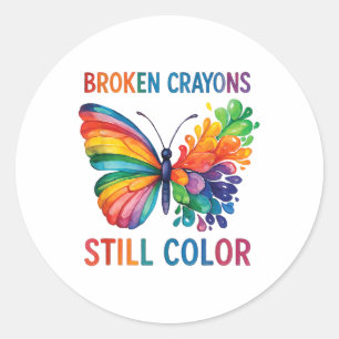 Broken Crayons Still Colour Mental Health S Awaren Classic Round Sticker
