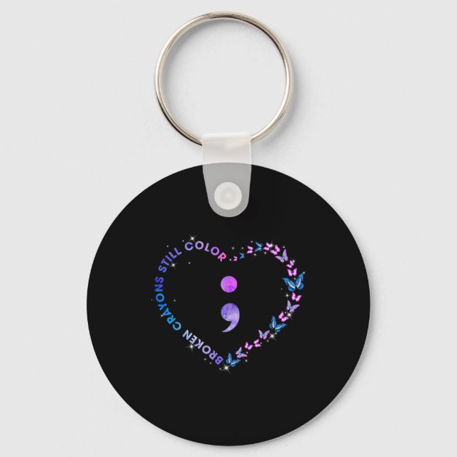 Broken Crayons Still Colour Semicolon Suicide Prev Key Ring (Front)