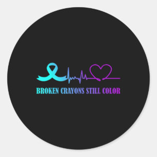 Broken Crayons Still Colour Suicide Prevention Awa Classic Round Sticker