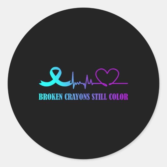 Broken Crayons Still Colour Suicide Prevention Awa Classic Round Sticker (Front)
