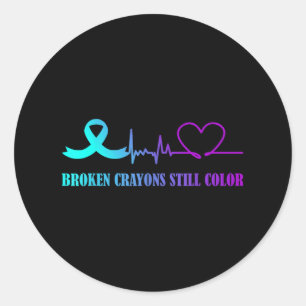 Broken Crayons Still Colour Suicide Prevention Awa Classic Round Sticker