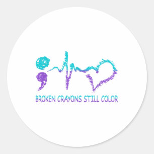 Broken Crayons Still Colour Suicide Prevention Men Classic Round Sticker