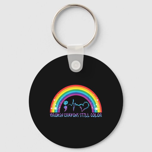 Broken Crayons Still Colour Tee Suicide Prevention Key Ring (Front)