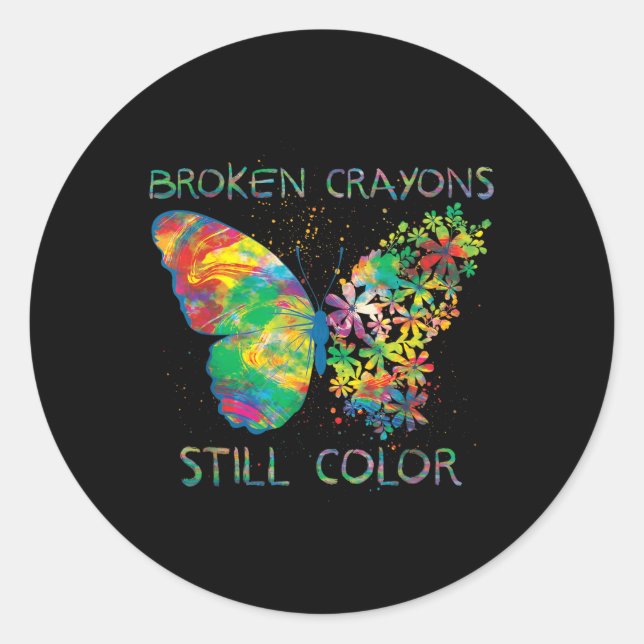 Broken Crayons Still Colours Mental Health Awarene Classic Round Sticker (Front)