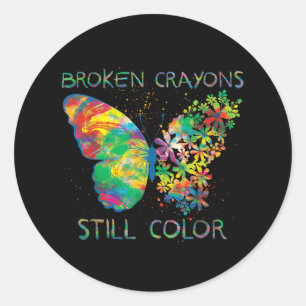 Broken Crayons Still Colours Mental Health Awarene Classic Round Sticker