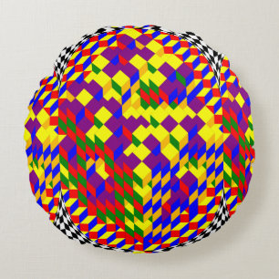 Broken Cube by Kenneth Yoncich Round Cushion
