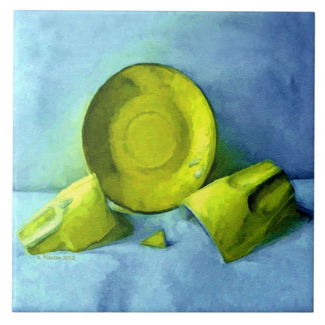 Broken Cup and Saucer Ceramic Tile (Front)