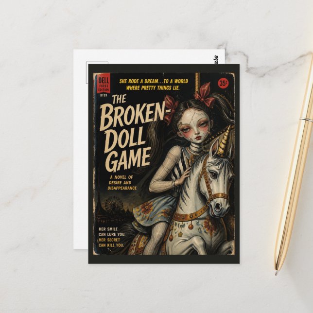 Broken Doll Game Fantasy Horror Book Cover Postcard (Front/Back In Situ)