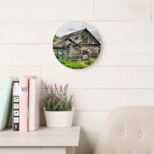 Broken Down Cabin in Alaska  Large Clock