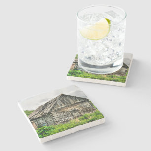 Broken Down Cabin in Alaska   Stone Coaster