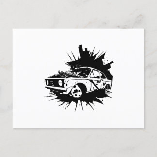 Broken Down Car Wreck Automobile Clipart Postcard