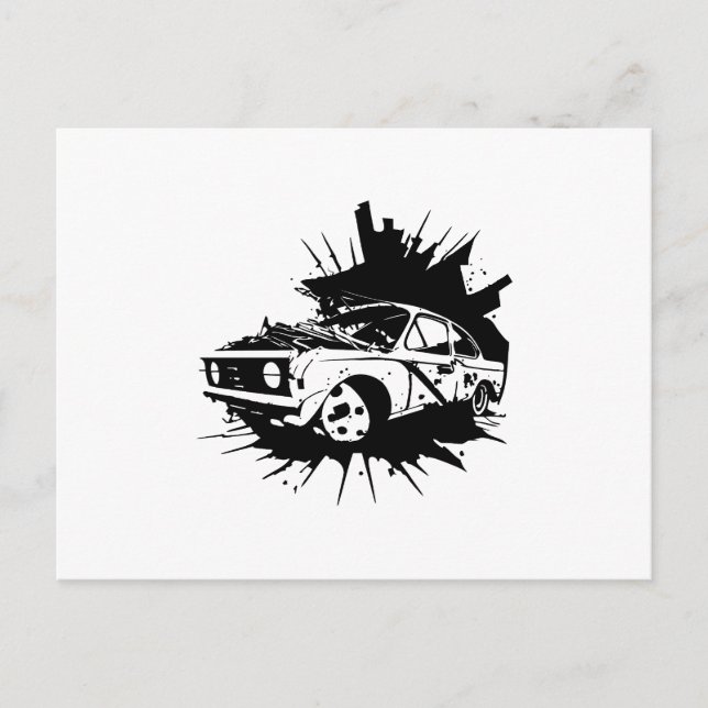 Broken Down Car Wreck Automobile Clipart Postcard (Front)