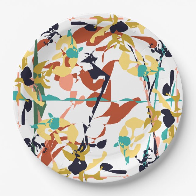 Broken Flowers Abstract Paper Plate (Front)