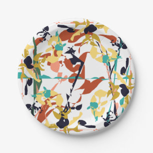Broken Flowers Abstract Paper Plate