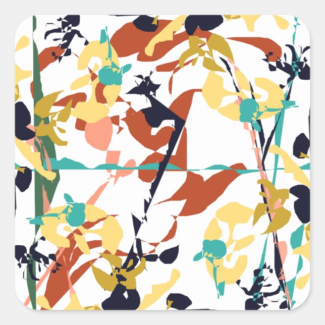 Broken Flowers Abstract Square Sticker (Front)