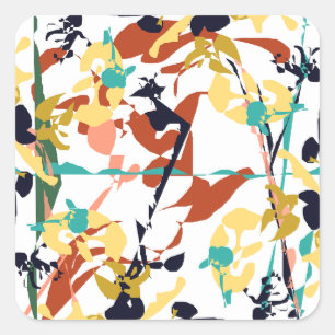 Broken Flowers Abstract Square Sticker