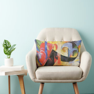 Broken Forms by Franz Marc, Vintage Abstract Art Lumbar Cushion