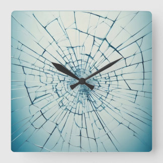 broken glass, cracked square wall clock